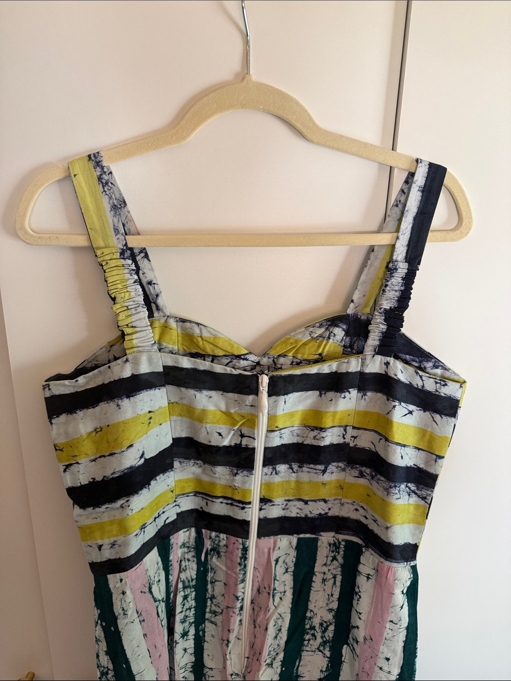 Busayo Striped Crinkle Maxi Dress in Yellow, Green, Pink, Navy - Picture 8 of 8